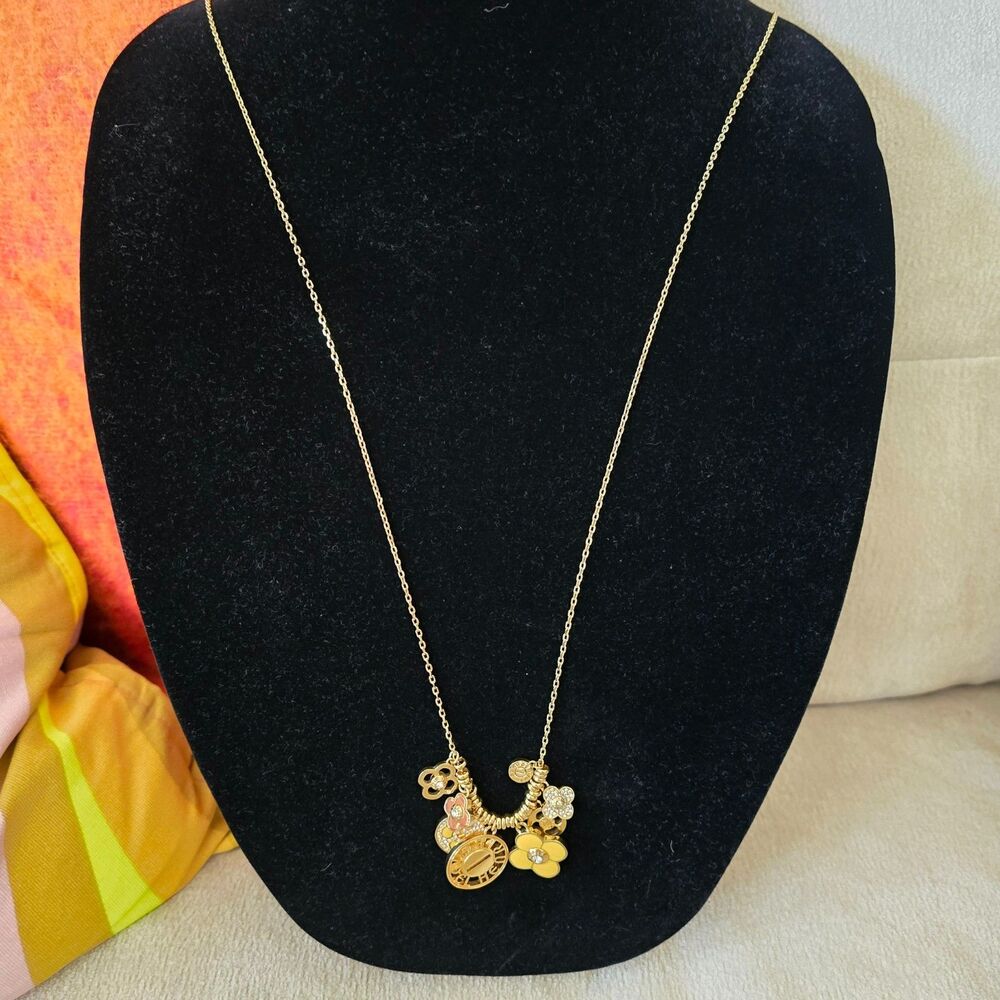 Vintage Gold Henri Bendel Flower Petals Charm Necklace - Picture 2 of 4